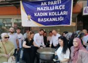 Nazilli’de Ak Parti Kadın Kolları Başkanlığı Aşure dağıtımı gerçekleştirdi.